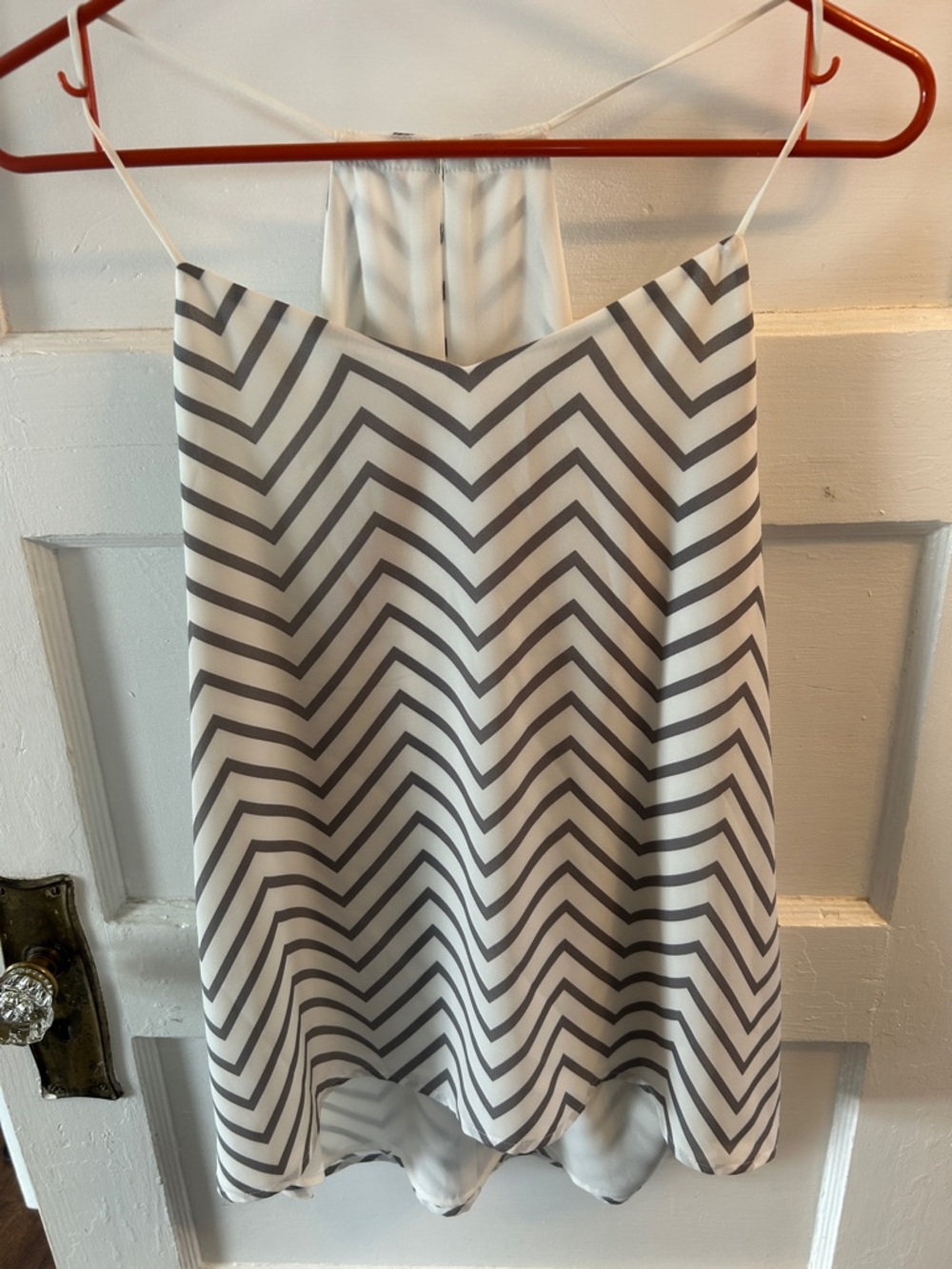 Express White and Gray Chevron Cami Tank